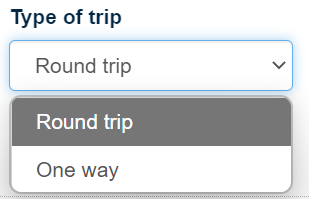 choose the type of the trip in corporatefigame.com